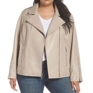 EUC Michael Kors light taupe leather moto Sz 1x